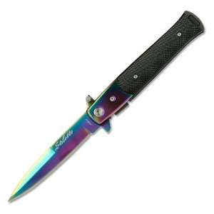  Spring Assist knife W/ Rainbow Color Blade Everything 