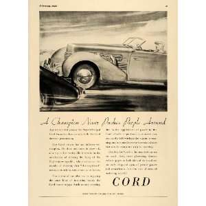  1937 Ad Cord Automobile Super Charged Motor Car Auburn 