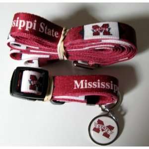 Mississippi State Bulldogs Pet Set Dog Leash Collar Id Medium  
