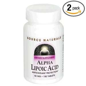  Source Naturals Alpha Lipoic Acid 50mg, 100 Tablets (Pack 