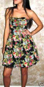 Angie Black Tube Top Dress Floral Lace Petticoat Large  