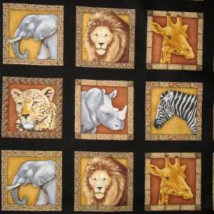 SAFARI ANIMALS PANEL BLOCKS~ Cotton Quilt Fabric ONLY 1 LEFT  