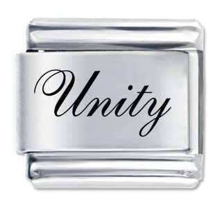  Unity Black Text Italian Charms Bracelet Link Pugster 