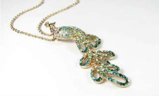 HOT 18K Gold Plated Necklaces NEW Swarovski Crystals Peacock Pendant 