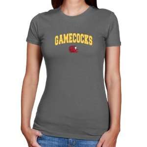 Jacksonville State Gamecocks Ladies Charcoal Logo Arch T shirt