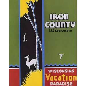 IRON COUNTY WISCONSIN PARADISE VACATION TRAVEL TOURISM SMALL VINTAGE 