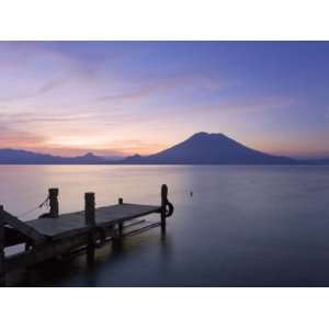  Jetty, Lake Atitlan and Volcano San Pedro, Dawn, Guatemala 