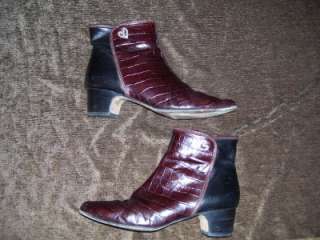 BRIGHTON Heart black leather ankle boots Women 9 Gator Print Nice 