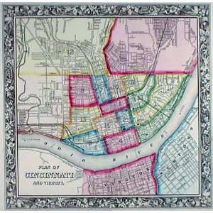  Mitchell 1861 Antique Map of Cincinnati