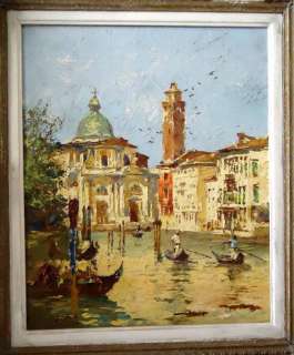Carl Moll Oil Painting Original Art The City Canal (signed)