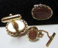 Vintage ANSON GOLDSTONE CUFFLINKS with matching TIE TACK  