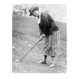  Woman in Golf Attire Prepairing to Swing Photograph Giclee 