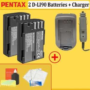  Two Pentax D LI90 Rechargeable Lithium Ion Battery Pack 