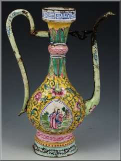 Antique Ming Dynasty Chinese Enamel on Copper Wine Ewer  