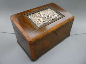 ANTIQUE TRAVEL BOX DESK SET WITH INKWELLS SILVERPLATED  