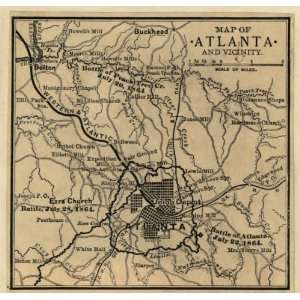  1887 Map of Atlanta and vicinity. July 1864.