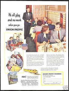 1953 Union Pacific Railroad Train Dining Car Ad  
