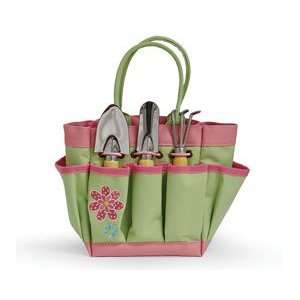  Pink Flower Garden Tote with Mini Tools Set of 3 Tools 