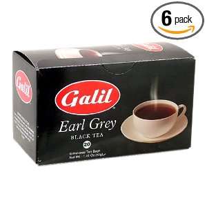 Galil Tea, Earl Grey, 20 Count (Pack of 6)  Grocery 