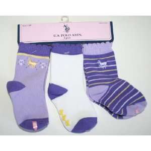 U.S. Polo Assn. Girls 3 Pack Socks Size 2 4T Baby