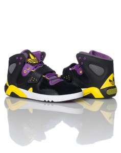 Adidas Roundhouse Basketball Shoes 11 (UK 10.5) Black Yellow Purple 