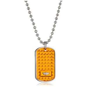 Police STORM Rectangular Transparent Plastic Orange Pendant Necklace