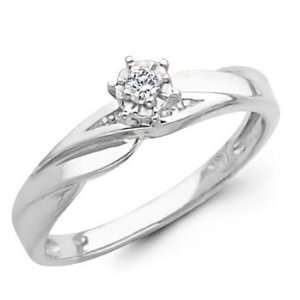 14K White Gold Womens Round cut Diamond Wedding Engagement Ring Band 