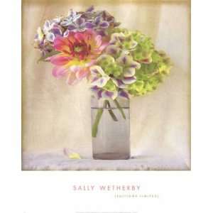  Dahlia with Hydrangeas II by Sally Wetherby. Size 16.00 X 