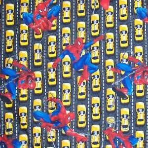 44 Wide Fabric The Amazing Spider man with Cars (Charcoal Background 