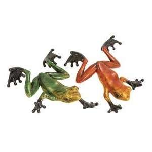 Rain Tree Frog Toad Set of Two Lacquer Painted Finish  