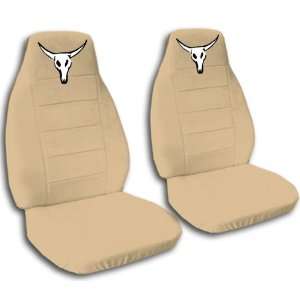 Tan Cow skull seat covers for a 1999 2001 Ford F 150. Two separate 