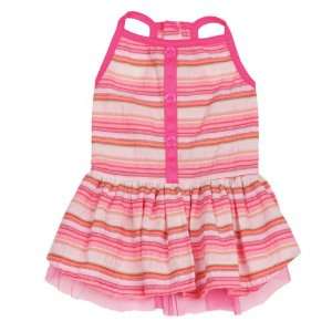   Seersucker Dog Dress, Small/Medium, 14 Inch, Pink