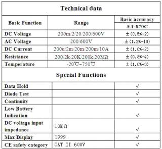 Minipa ET 870C ET870C LCD Handheld Digital Thermometer Multimeter
