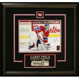   Signed 8 x 10 Etched Mat Canadiens stick save