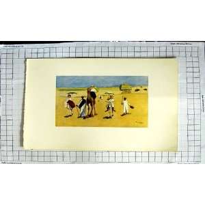  1908 People Round Pyramids Desert Camel Colour Print