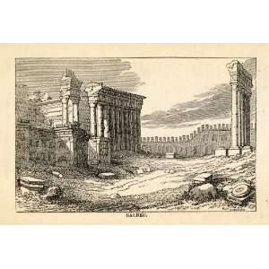  1867 Wood Engraving Baalbek Heliopolis Lebanon Archaeology 