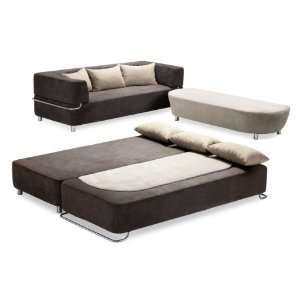 Modern Snappy Microfiber Sectional Sofa Bed & Ottoman  
