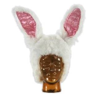  Deluxe Plush White Rabbit Bunny Faux Fur Hat Pink Ears 