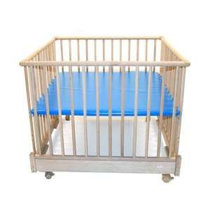  Foldable 4 Sided Playpen with Blue Pad Baby