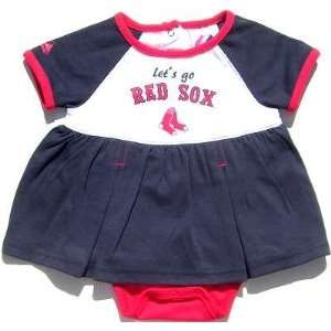 NEWBORN Baby Infant Boston Red Sox Girl Onesie Cheer Dress  