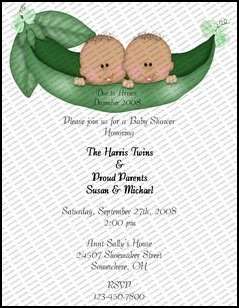 Pea Pod Twins Personalized Baby Shower Invitations  