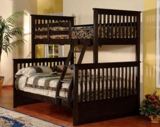 Twin Over Full Wood Bunk Bed Espresso or Walnut Finish  