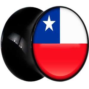  13mm Black Acrylic Chile Flag Saddle Plug Jewelry