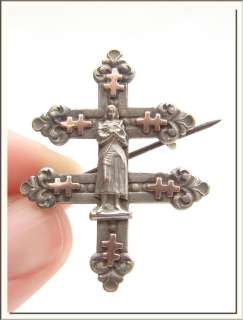 ART NOUVEAU 1900s FRENCH YOUNG JOAN OF ARC DARC   LORRAINE CROSS PIN 