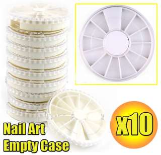 10pc Empty Round Nail Art Deco Fimo Storage Box Case J0250 3  
