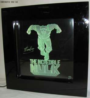 Hand Signed Stan Lee The Incredible Hulk Etched Art Glass Light Up 