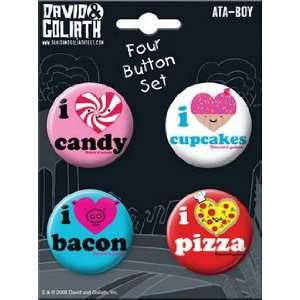   Heart Candy Cupcakes Bacon Pizza Button Set 81797BT4 Toys & Games