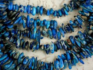 Blue & Turquoise Sediment Jasper Nugget Chips Beads   Full Strand 