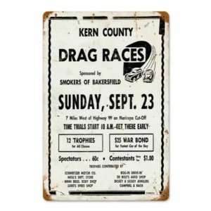   Kern County Drag Race Vintage Metal Sign Bakersfield