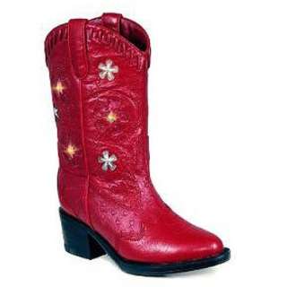  Roper Girls Pretty Red Motion Light Star Cowboy Boots 